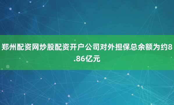 郑州配资网炒股配资开户公司对外担保总余额为约8.86亿元